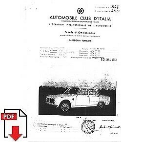 1964 Alfa Romeo Giulia TI Super FIA homologation form PDF download (ACI)